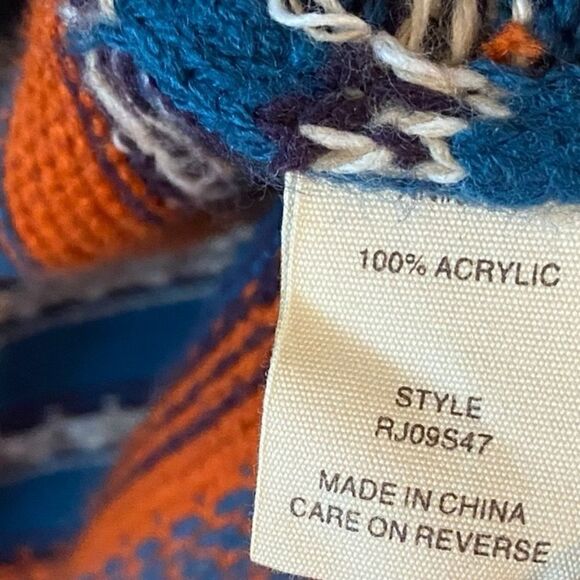 Chelsea & Violet L Beige Aztec Southwestern Knit Long Waist Tie Sweater Hoodie - Picture 8 of 8